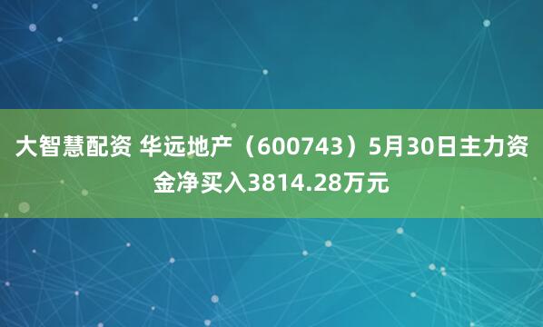 大智慧配资 华远地产（600743）5月30日主力资金净买入3814.28万元